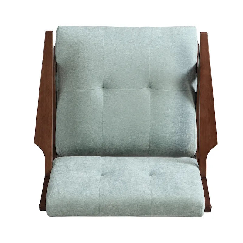 Fauteuil d'appoint moderne du milieu du siècle avec coussins moelleux, accoudoirs inclinés et cadre robuste en bois massif