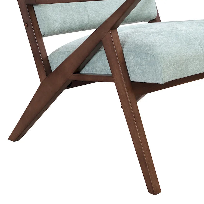 Fauteuil d'appoint moderne du milieu du siècle avec coussins moelleux, accoudoirs inclinés et cadre robuste en bois massif