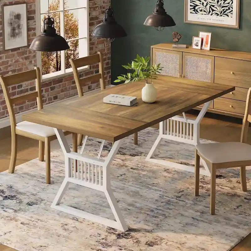 Table de cuisine/salle à manger pour 4-6 personnes avec pieds en métal