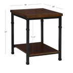 Table d'appoint industrielle avec étagère inférieure - 22 - Marron et noir