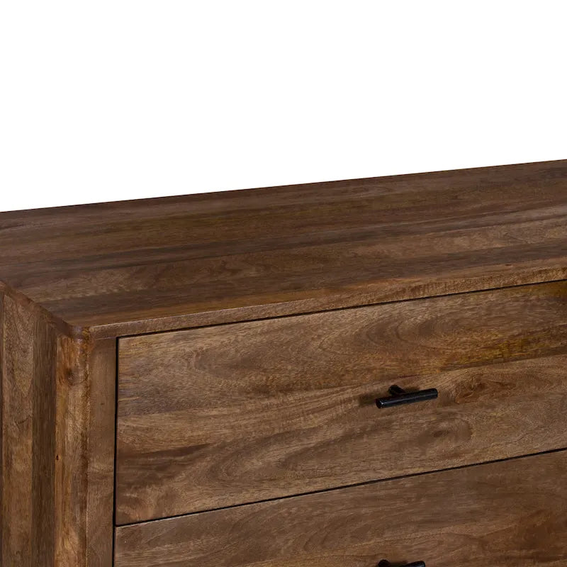 Commode 6 tiroirs, bois de manguier, finition noyer