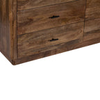 Commode 6 tiroirs, bois de manguier, finition noyer