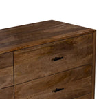 Commode 6 tiroirs, bois de manguier, finition noyer