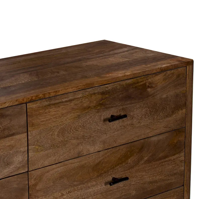 Commode 6 tiroirs, bois de manguier, finition noyer
