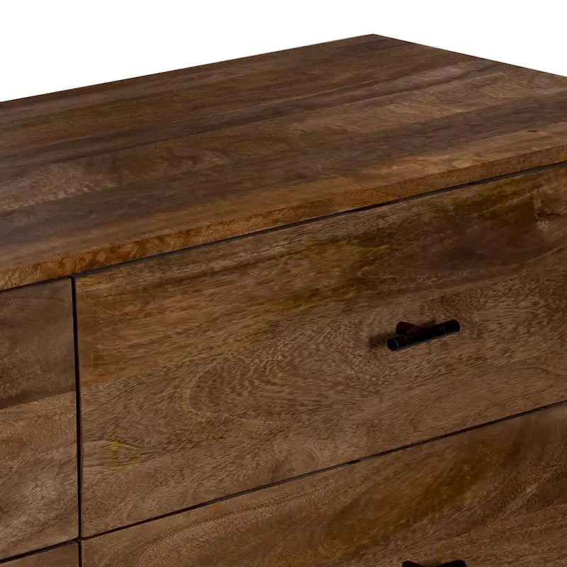 Commode 6 tiroirs, bois de manguier, finition noyer
