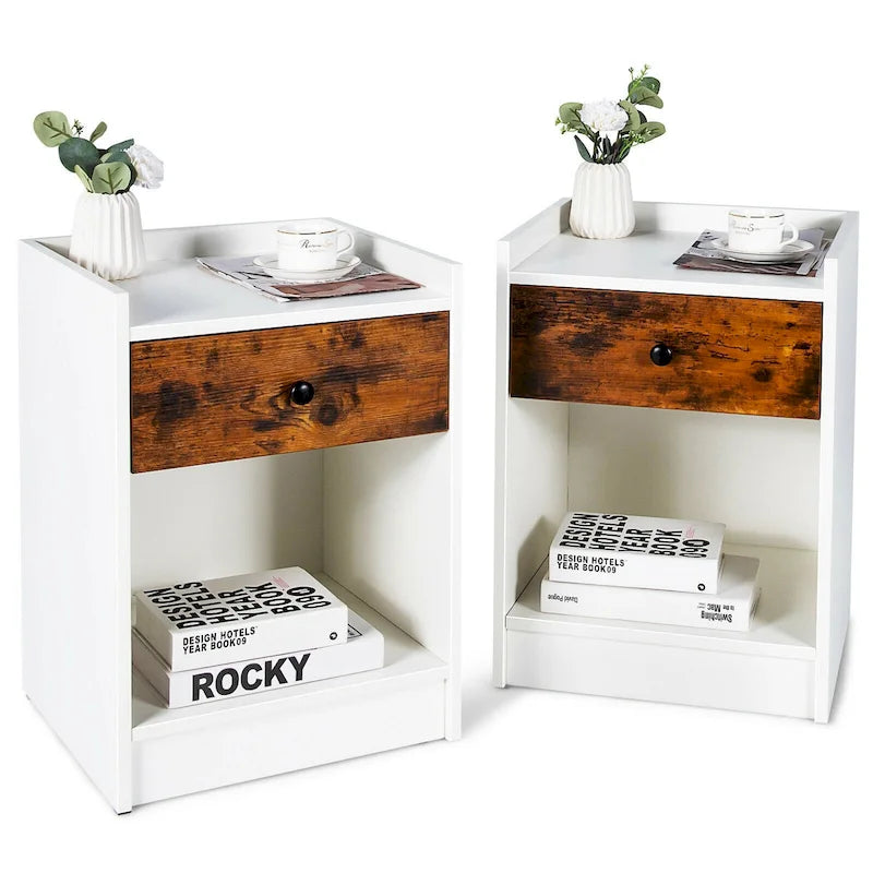Lot de 2 tables de chevet avec tiroir, table d'appoint surélevée - 43,2 x 40,6 x 106,7 cm (L x l x H)