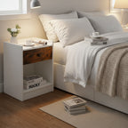 Gymax Set of 2 Nightstand with Drawer Cabinet End Side Table Raised - 17 x 16 x 42 (L x W x H)