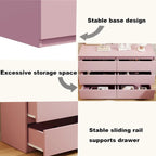 Commode double à 6 tiroirs, meuble de rangement sans poignées pour chambre à coucher, salon