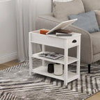 Table d'appoint étroite avec tiroirs et rangement à couvercle rabattable - 11,81 x 23,62 x 23,62