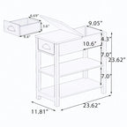 Table d'appoint étroite avec tiroirs et rangement à couvercle rabattable - 11,81 x 23,62 x 23,62