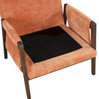 Fauteuil d'appoint en velours et bois massif de style Mid-Century avec coussin d'assise épais
