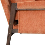 Fauteuil d'appoint en velours et bois massif de style Mid-Century avec coussin d'assise épais