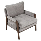 Fauteuil d'appoint en velours et bois massif de style Mid-Century avec coussin d'assise épais