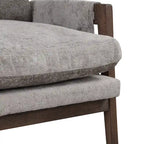 Fauteuil d'appoint en velours et bois massif de style Mid-Century avec coussin d'assise épais