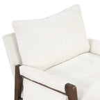 Fauteuil d'appoint en velours et bois massif de style Mid-Century avec coussin d'assise épais
