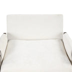 Fauteuil d'appoint en velours et bois massif de style Mid-Century avec coussin d'assise épais