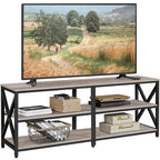 Meuble TV console vintage en bois à 3 niveaux pour téléviseurs jusqu'à 70 pouces