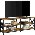 Meuble TV console vintage en bois à 3 niveaux pour téléviseurs jusqu'à 70 pouces