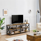 Meuble TV console vintage en bois à 3 niveaux pour téléviseurs jusqu'à 70 pouces