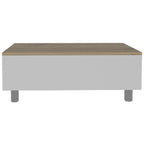 Table basse relevable rectangulaire en bois manufacturé chêne clair et blanc 32 - 21,4 H x 31,5 L x 21,4 P