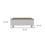 Table basse relevable rectangulaire en bois manufacturé chêne clair et blanc 32 - 21,4 H x 31,5 L x 21,4 P