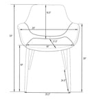 Chaise de salle à manger avec pieds en métal, lot de 2 - Vert olive - 24,5Px25,2Lx33H