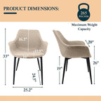 Chaise de salle à manger avec pieds en métal, lot de 2 - Vert olive - 24,5Px25,2Lx33H