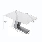 Table à manger moderne Slate avec plateau rectangulaire en pierre frittée blanche et pieds en métal