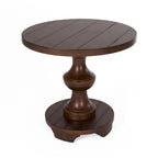 Table d'appoint ronde marron avec plateau épais en chêne