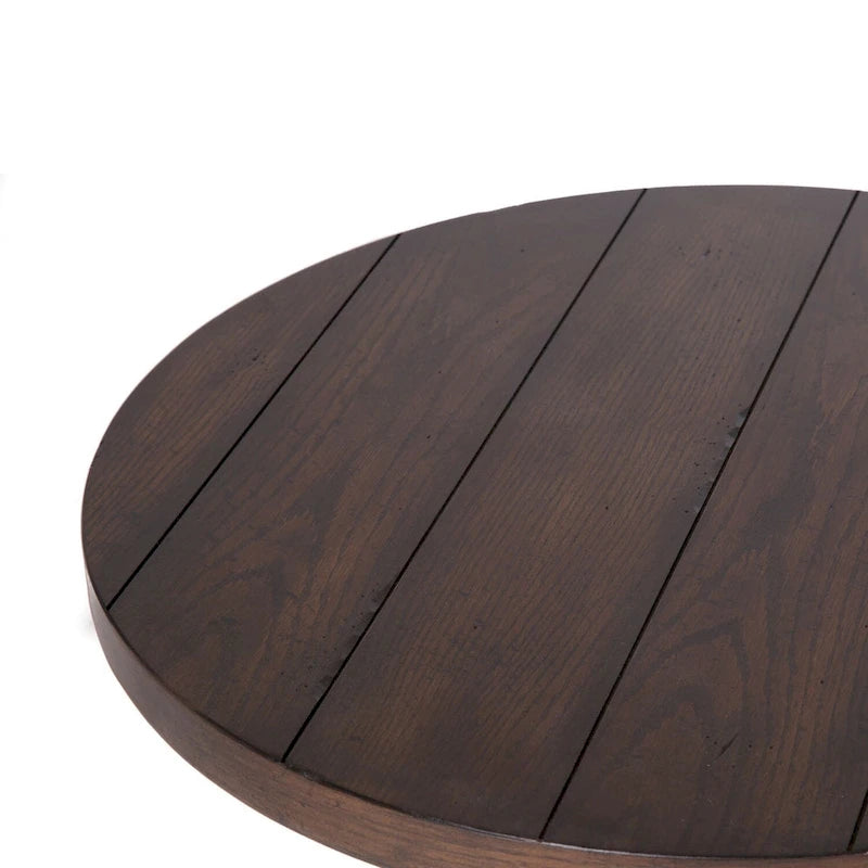 Table d'appoint ronde marron avec plateau épais en chêne