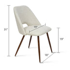 Chaise de salle à manger moderne capitonnée à découpe, pieds en noyer (lot de 4)