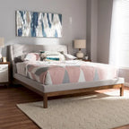 Lit plateforme en tissu contemporain