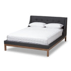 Lit plateforme en tissu contemporain