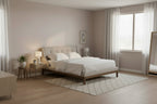 Lit plateforme en tissu contemporain