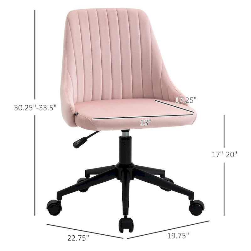 Chaise de bureau mi-hauteur, Fauteuil de bureau en velours pivotant en forme de coquille pour la maison ou la chambre