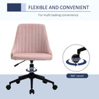 Chaise de bureau mi-hauteur, Fauteuil de bureau en velours pivotant en forme de coquille pour la maison ou la chambre