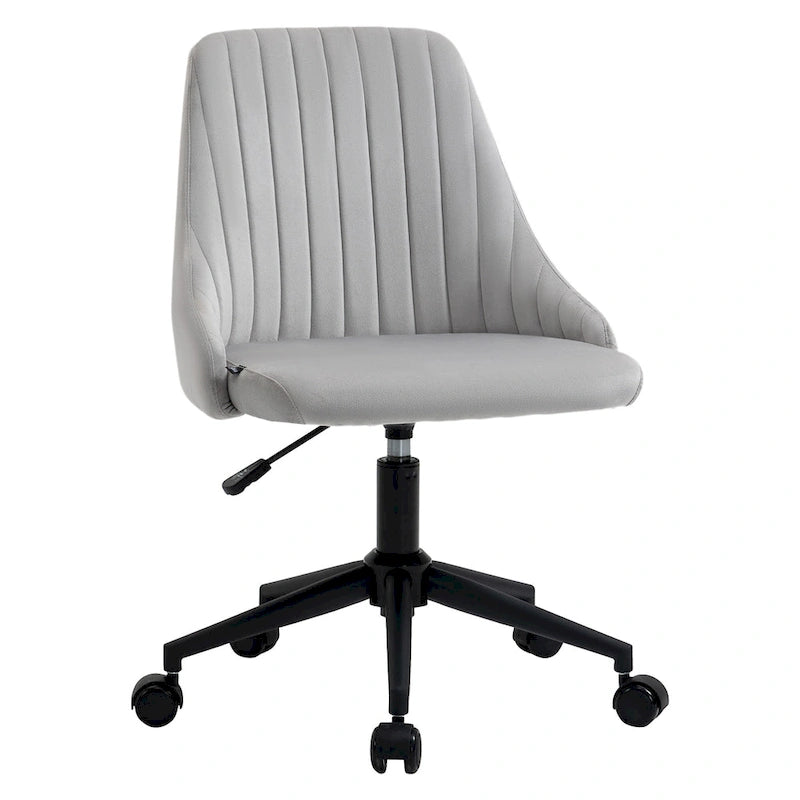 Chaise de bureau mi-hauteur, Fauteuil de bureau en velours pivotant en forme de coquille pour la maison ou la chambre