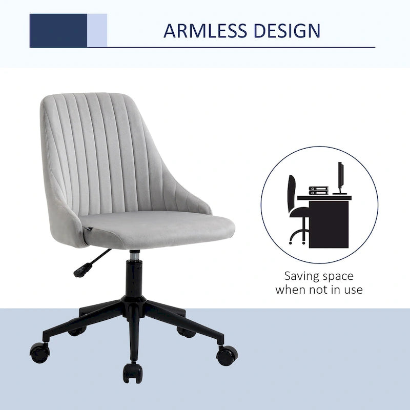 Chaise de bureau mi-hauteur, Fauteuil de bureau en velours pivotant en forme de coquille pour la maison ou la chambre