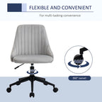 Chaise de bureau mi-hauteur, Fauteuil de bureau en velours pivotant en forme de coquille pour la maison ou la chambre