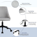 Chaise de bureau mi-hauteur, Fauteuil de bureau en velours pivotant en forme de coquille pour la maison ou la chambre