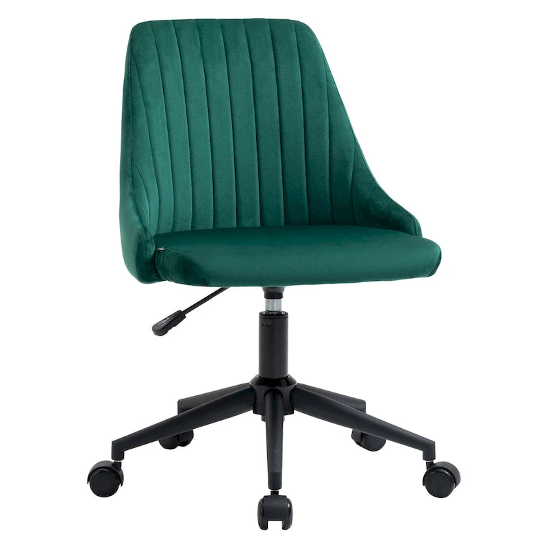 Chaise de bureau mi-hauteur, Fauteuil de bureau en velours pivotant en forme de coquille pour la maison ou la chambre