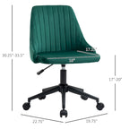 Chaise de bureau mi-hauteur, Fauteuil de bureau en velours pivotant en forme de coquille pour la maison ou la chambre