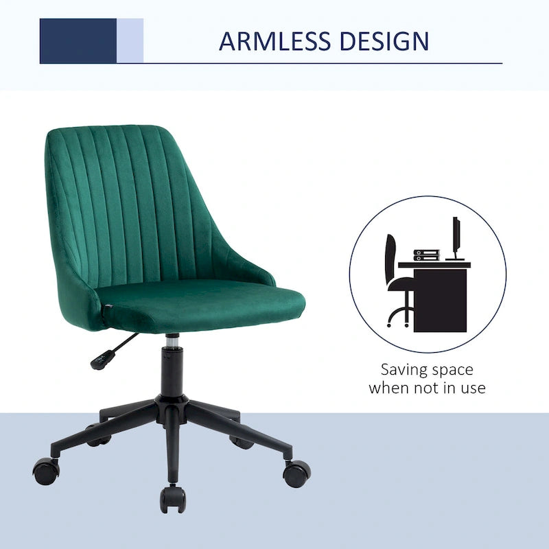 Chaise de bureau mi-hauteur, Fauteuil de bureau en velours pivotant en forme de coquille pour la maison ou la chambre