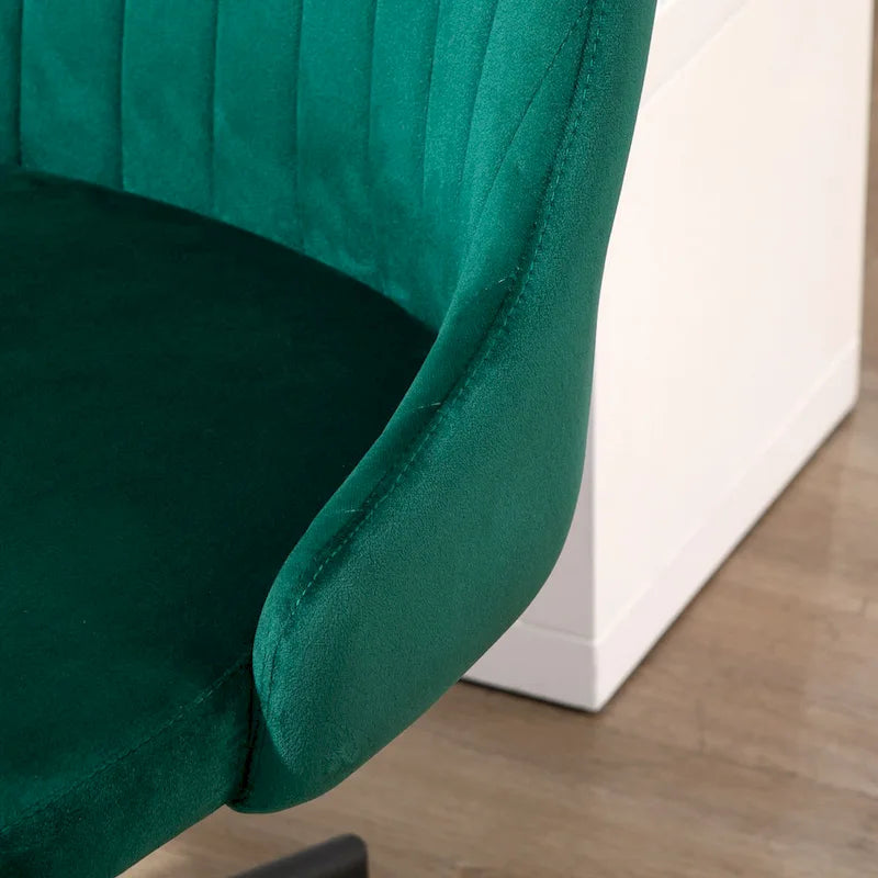Chaise de bureau mi-hauteur, Fauteuil de bureau en velours pivotant en forme de coquille pour la maison ou la chambre