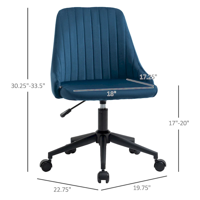 Chaise de bureau mi-hauteur, Fauteuil de bureau en velours pivotant en forme de coquille pour la maison ou la chambre