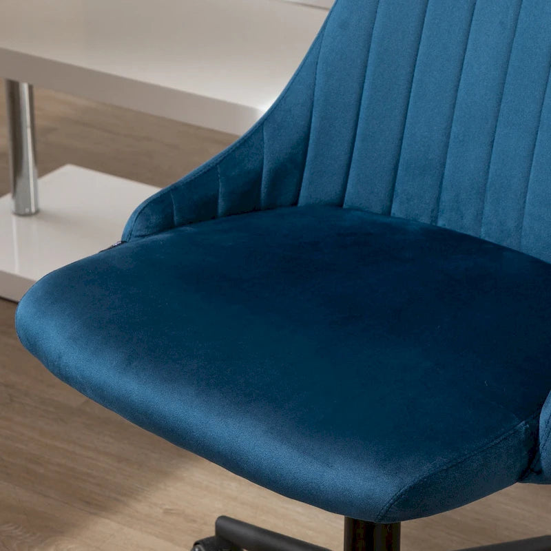 Chaise de bureau mi-hauteur, Fauteuil de bureau en velours pivotant en forme de coquille pour la maison ou la chambre
