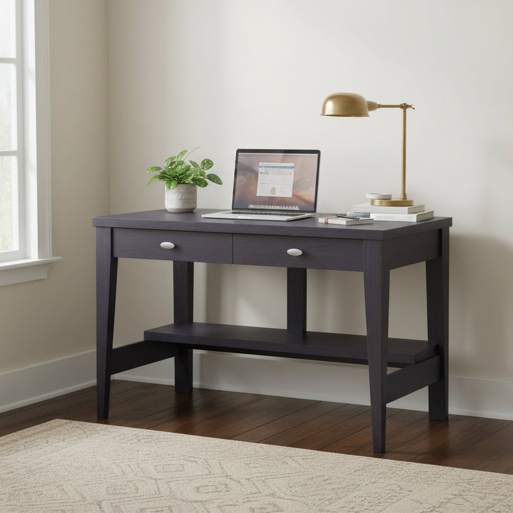 Petit bureau à 2 tiroirs avec étagères