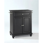 Îlot de cuisine portable en granit noir massif, finition noire - 18p x 31l x 35h
