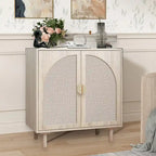 Meuble d'appoint de rangement en rotin avec portes, buffet - 75L x 40l x 80H cm
