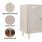 Meuble d'appoint de rangement en rotin avec portes, buffet - 75L x 40l x 80H cm